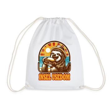 sloth Usedom T-Shirt – Ostsee Streetwear Design - Drawstring Bag - white - Front