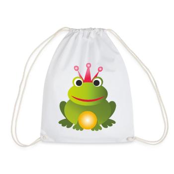 Prince grenouille - avec couronne rose et boule dorée - Sac de sport léger - blanc - Devant