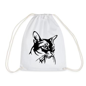 Abessiner Katze - Turnbeutel - Weiß - Vorne
