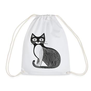 Cat - Drawstring Bag - white - Front