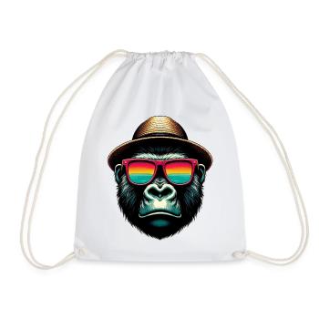 Gorilla - Drawstring Bag - white - Front