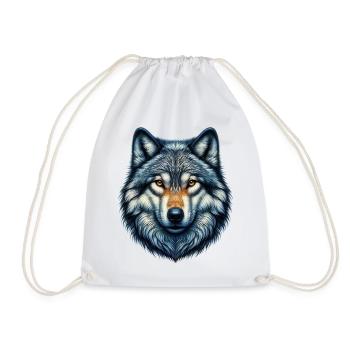 Wolf - Drawstring Bag - white - Front