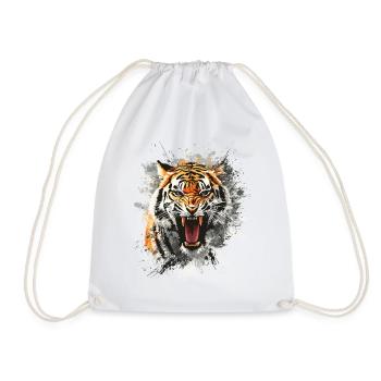 Tiger Head Predator Nature Wilderness Splash - Drawstring Bag - white - Front