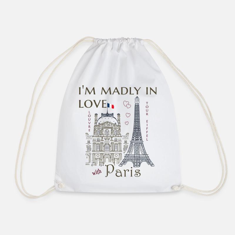 Paris, Louvre et la Tour Eiffel dessinés à la main - Sac de sport léger - blanc