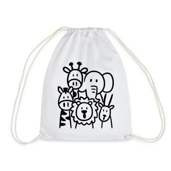 Safari Animals Illustration Kids - Drawstring Bag - white - Front