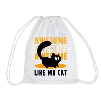 Awesome Like My Cat Funny Black Cat Silhouette - Drawstring Bag - white - Front