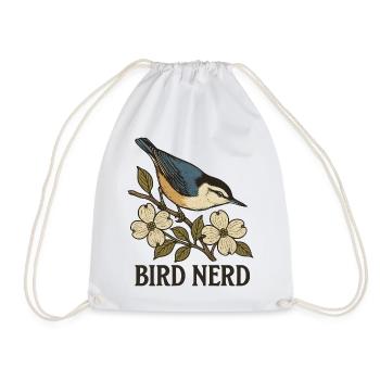 Eleganter blau-schwarzer Singvogel Vogel Nerd - Turnbeutel - Weiß - Vorne