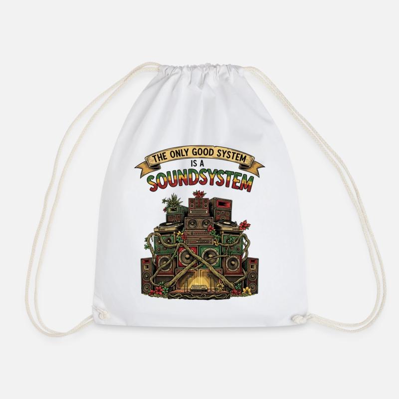 Sound System Collage Dub Reggae - Drawstring Bag - white
