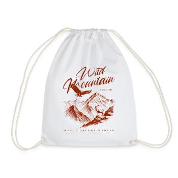 Wild Mountains & Eagles – Vintage Outdoor - Drawstring Bag - white - Front