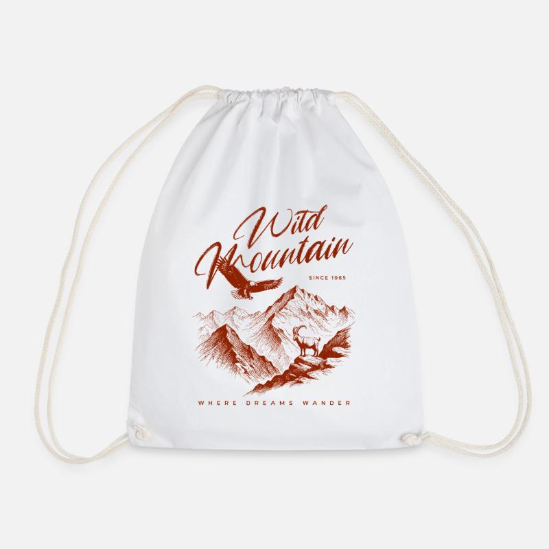 Wild Mountains & Eagles – Vintage Outdoor - Drawstring Bag - white