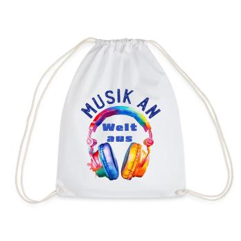 Music On - World Off - Casque - Cadeau Musicien - Sac de sport léger - blanc - Devant
