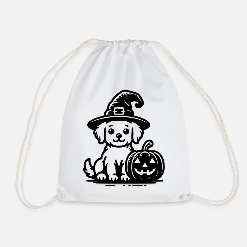 Paws & Pumpkins - Drawstring Bag - white