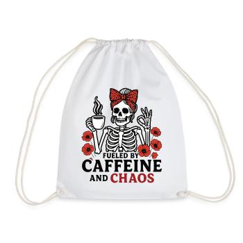 Mother Caffeine Mom Skeleton Coffee - Drawstring Bag - white - Front
