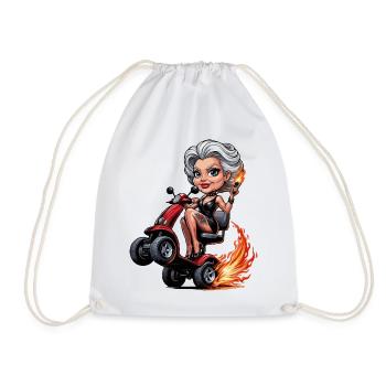 Mamie sur le scooter de mobilité Flames - Sac de sport léger - blanc - Devant