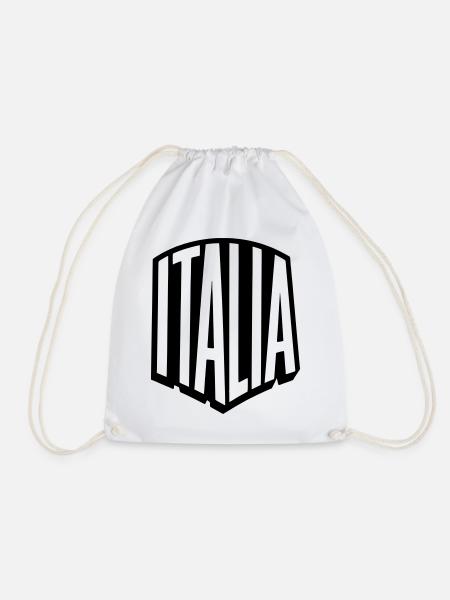 Italia - Italien Aufschrift, Schriftzug - Turnbeutel - Weiß