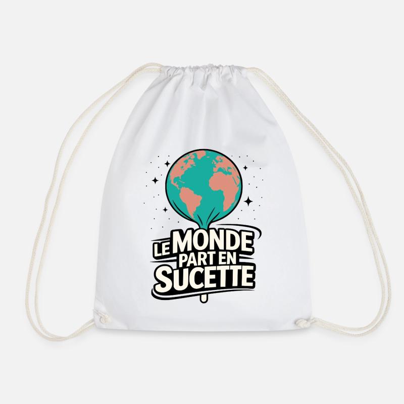 The World Goes Lollipop Globe Pop - Drawstring Bag - white