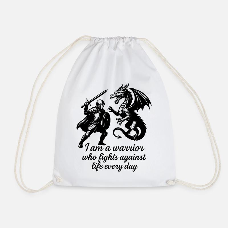 Warrior of Life - Drawstring Bag - white