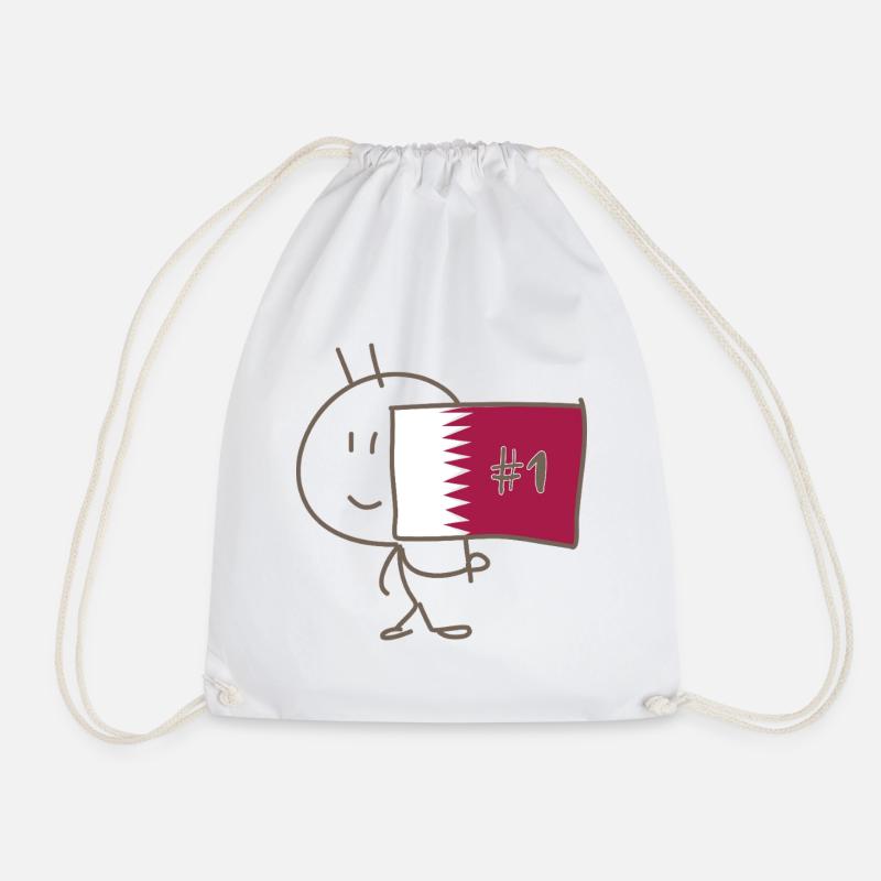 Drapeau_du_Qatar_floque_d-un_#1 - Sac de sport léger - blanc