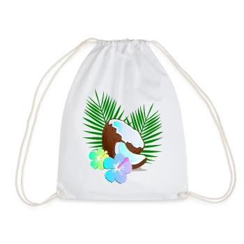 Coconut Island Tropics Hibiscus - Drawstring Bag - white - Front