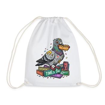 Clever pigeon on stack of books - Drawstring Bag - white - Front