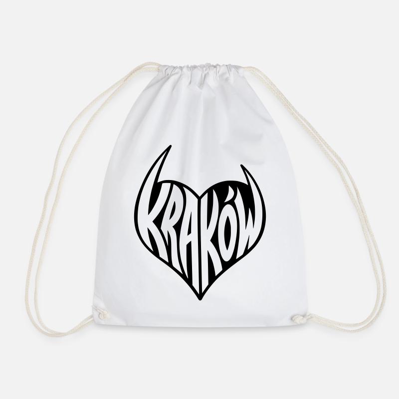 Krakow, Krakow Heart Graffiti - Drawstring Bag - white