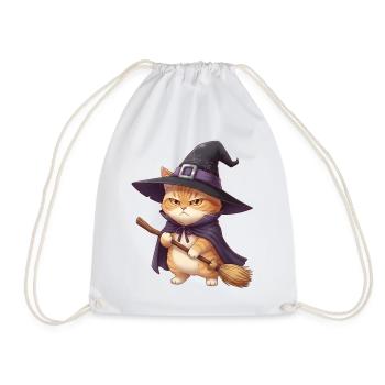Chat en sorcière à Halloween - Sac de sport léger - blanc - Devant