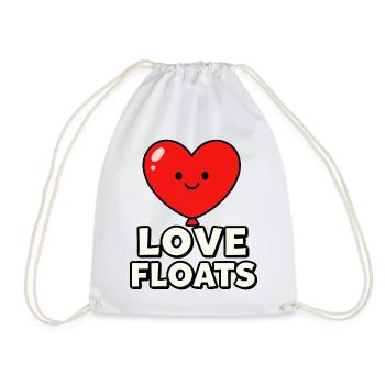 Love Floats Heart Mascot Graphic - Drawstring Bag - white - Front