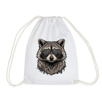 Cooler Waschbär - Turnbeutel - Weiß - Vorne
