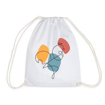 Lineart rooster with colour background - Drawstring Bag - white - Front