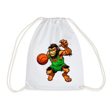Schimpansen Basketballerin / Basketball Affe - Turnbeutel - Weiß - Vorne
