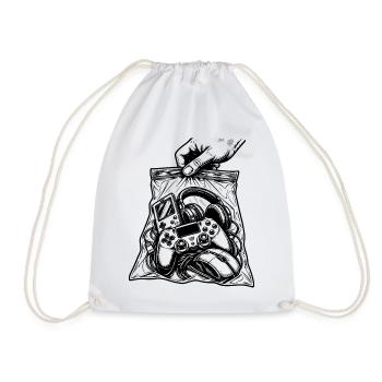 Suchtspiele – Gamer-Konsolen-Controller-Tasche - Turnbeutel - Weiß - Vorne