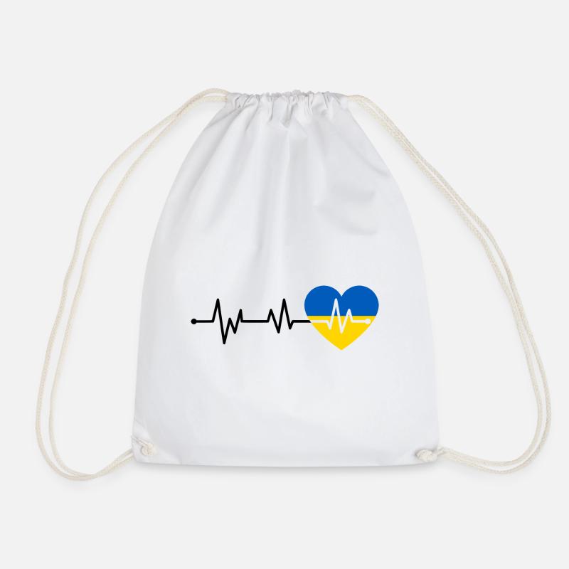 Heartbeat Ukraine - Drawstring Bag - white