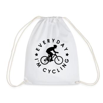 Everyday I'm cycling 1c - Drawstring Bag - white - Front