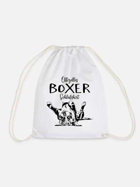 Offizielles BOXER Schlafshirt Hund Wilsigns - Turnbeutel - Weiß