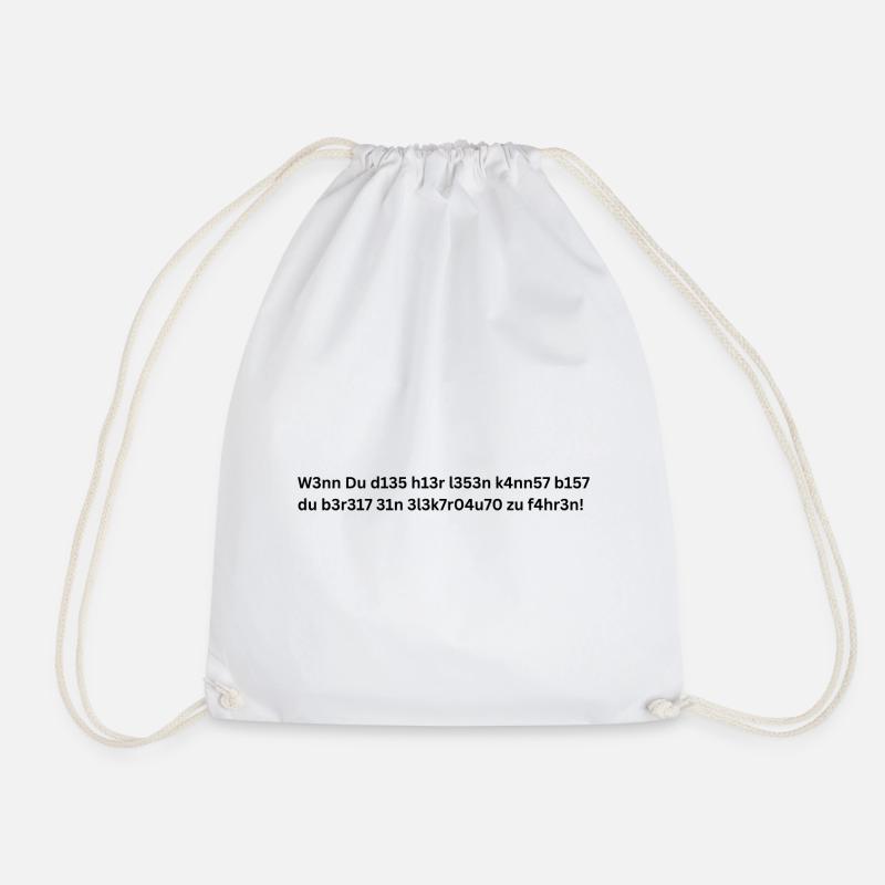 Elektroauto-Spruch Kryptisch - Turnbeutel - Weiß