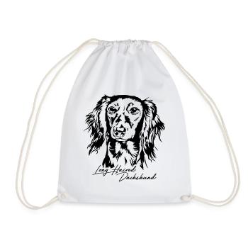 Long Haired Dachshund Portrait Dogs Dog Wilsigns - Drawstring Bag - white - Front