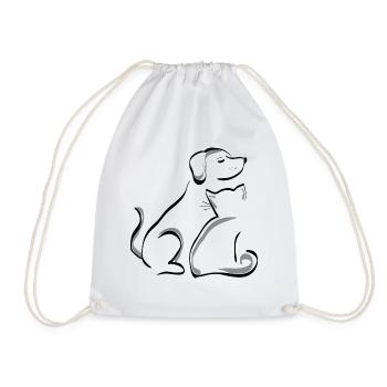 Cat and dog. Best friends - Drawstring Bag - white - Front