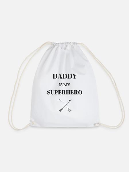DADDY IS MY SUPERHERO / PFEIL - Turnbeutel - Weiß