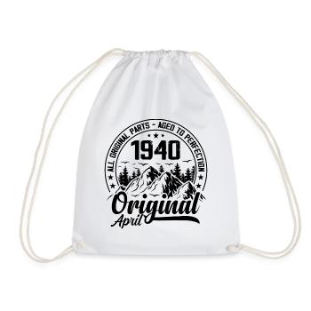 1940 April Original: 84 Years Anniversary Gift - Drawstring Bag - white - Front
