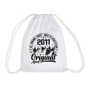 2011 April Original: 13 Years Anniversary Gift - Drawstring Bag - white - Front