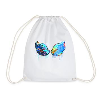 angelwings,wings,watercolor,colorful,angel wings - Drawstring Bag - white - Front