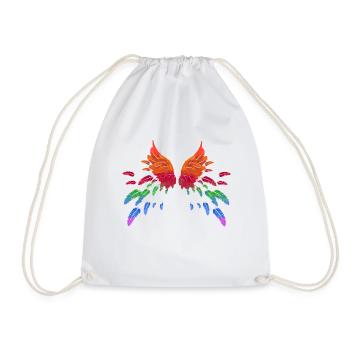 colorful wings,angel wings,angelwings - Drawstring Bag - white - Front