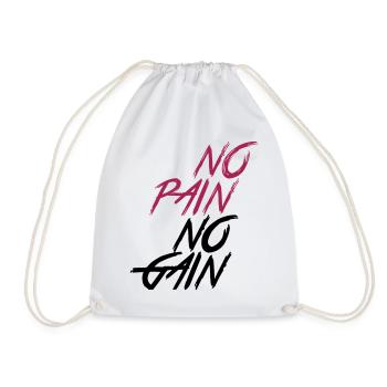 No pain no gain - Drawstring Bag - white - Front