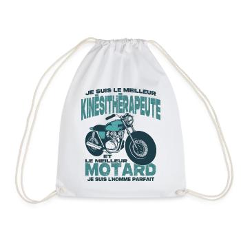 Le meilleur motard et le meilleur kinésitherapeute - Sac de sport léger - blanc - Devant