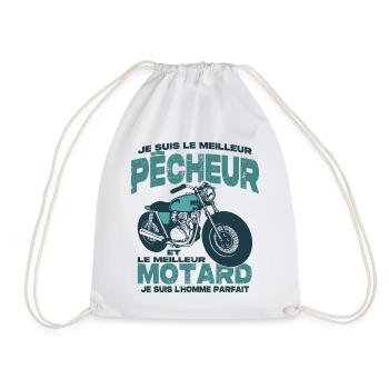 Le meilleur motard et le meilleur pêcheur - Sac de sport léger - blanc - Devant