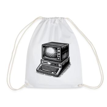 Klassischer Retro-PC - Turnbeutel - Weiß - Vorne