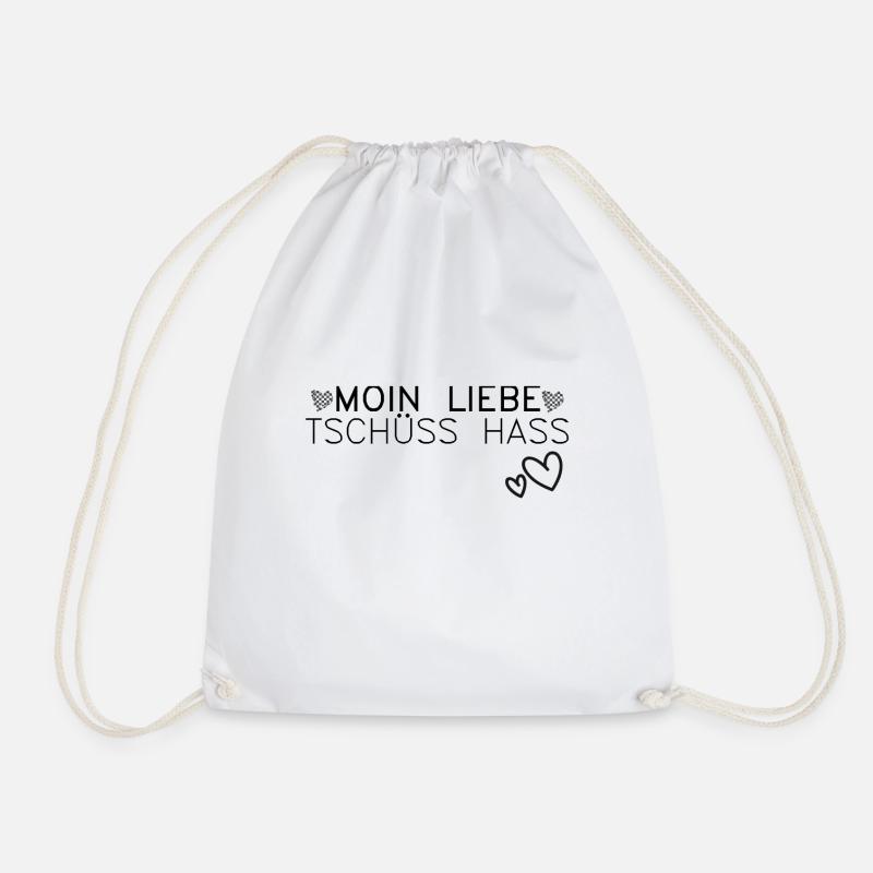 Moin Liebe, Tschüss Hass Herz romantisch Geschenk - Turnbeutel - Weiß