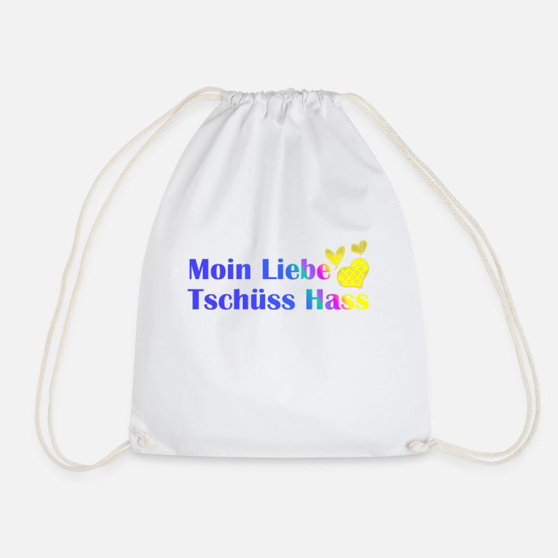 Moin Liebe, Tschüss Hass Herz romantisch Geschenk - Turnbeutel - Weiß
