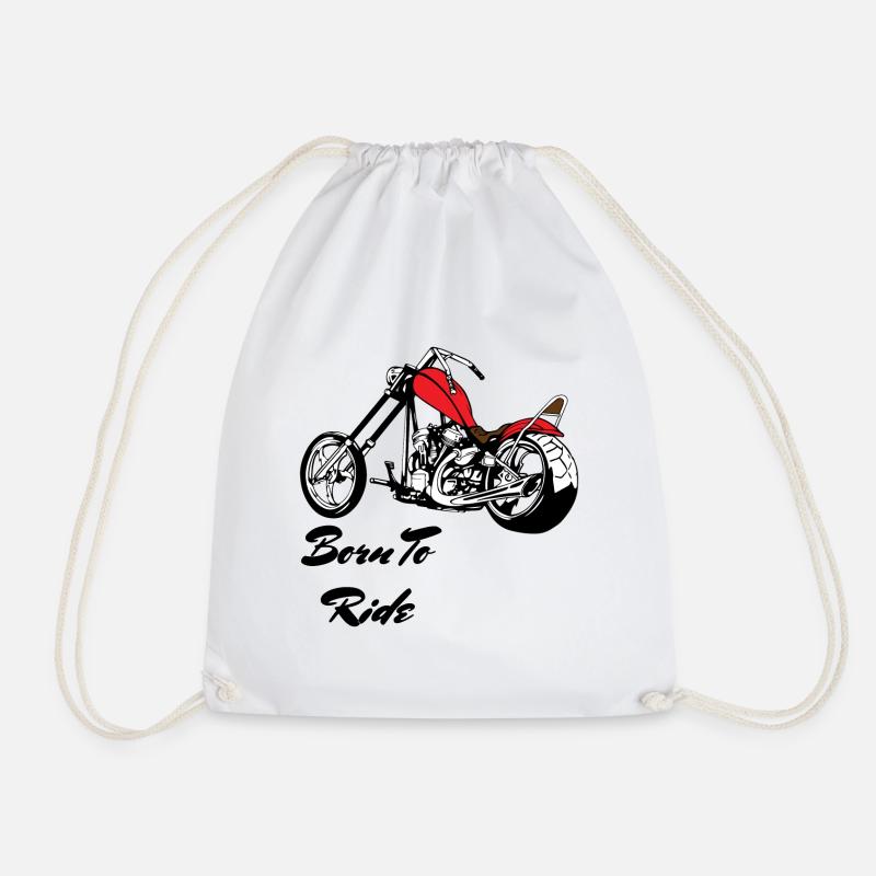 Motorcycle Chopper Gift Gift Idea - Drawstring Bag - white