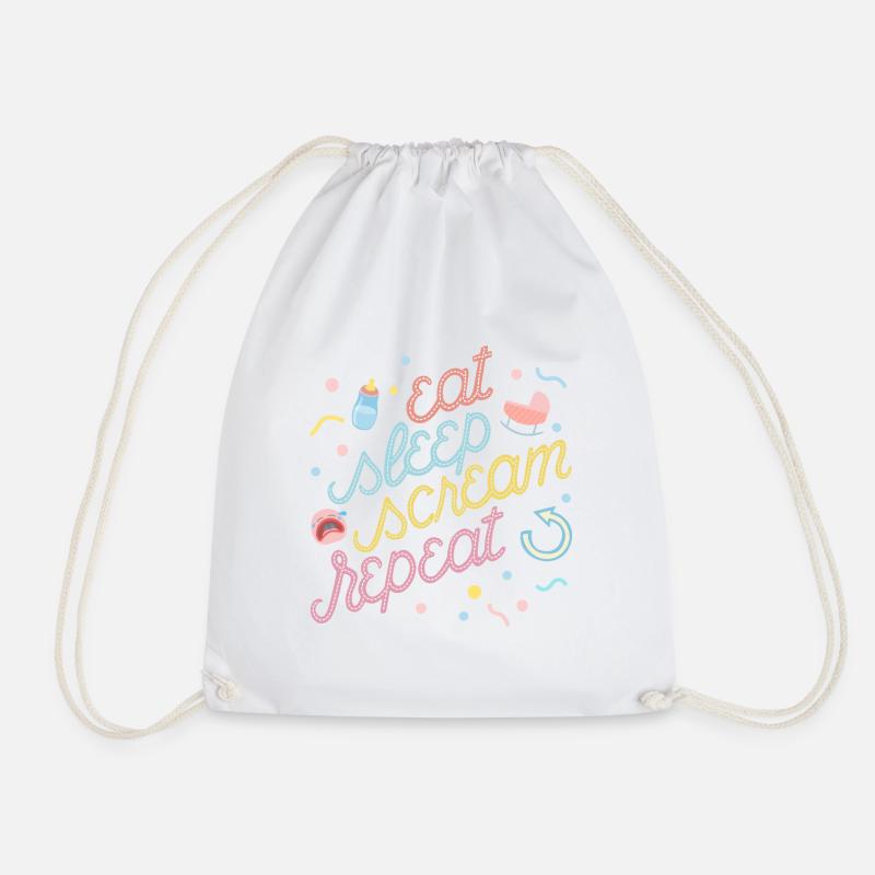 Eat, sleep, scream, repeat - Drawstring Bag - white